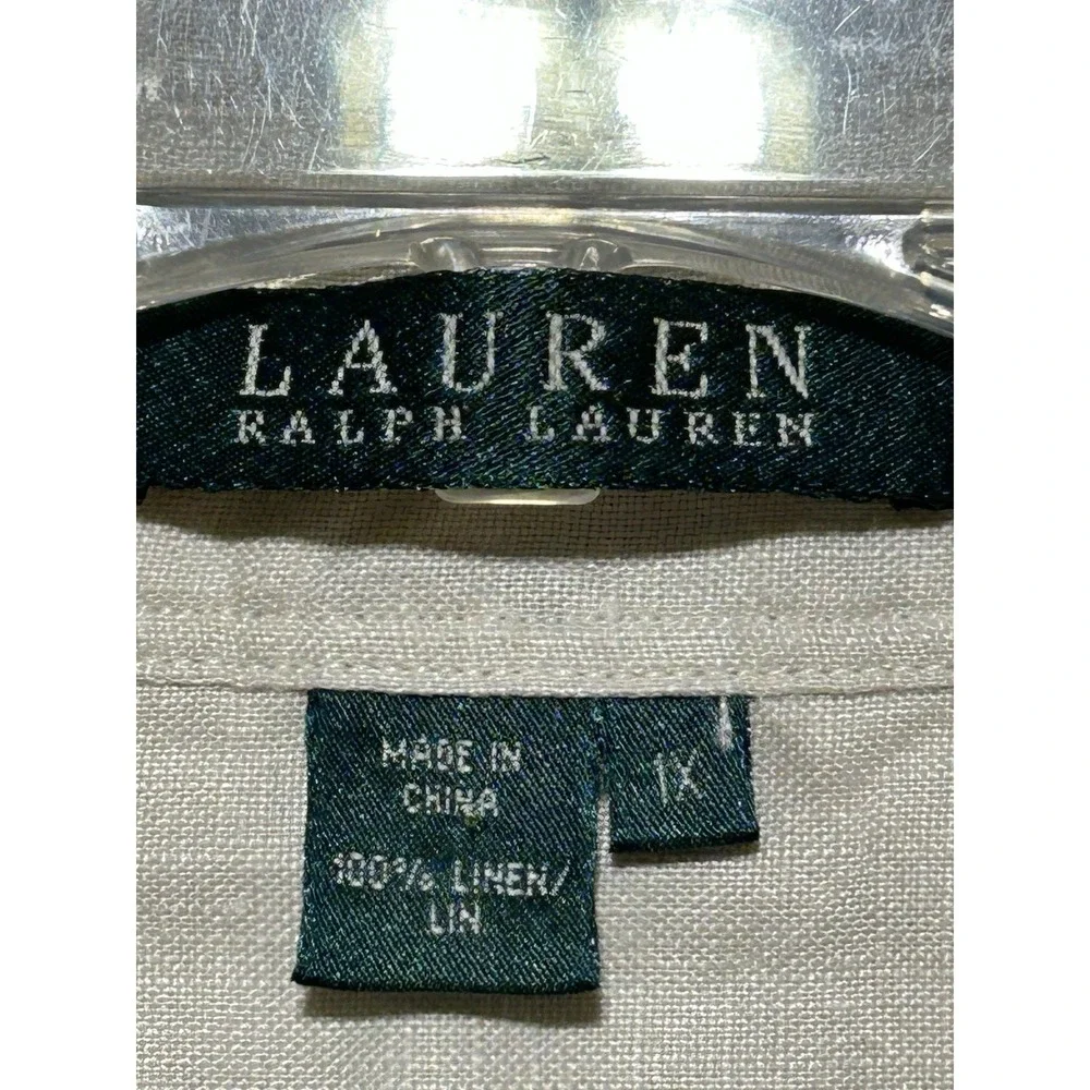 Lauren Ralph Lauren Womens 1X 100% Linen‎ Vest Minimalist Lightweight Beach